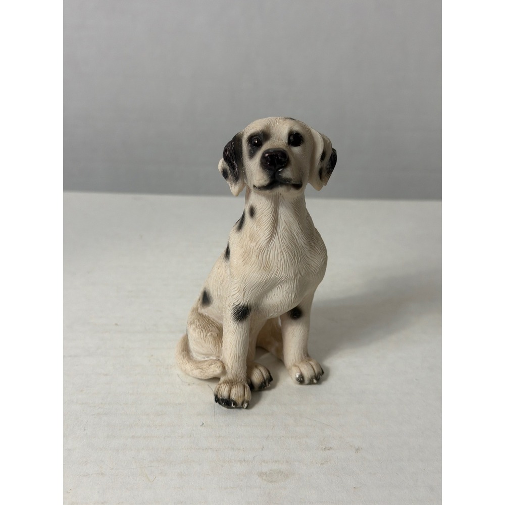 Dalmatian Puppy Figurine Seated Dog Statue Resin Spotted Decor 4 Inch